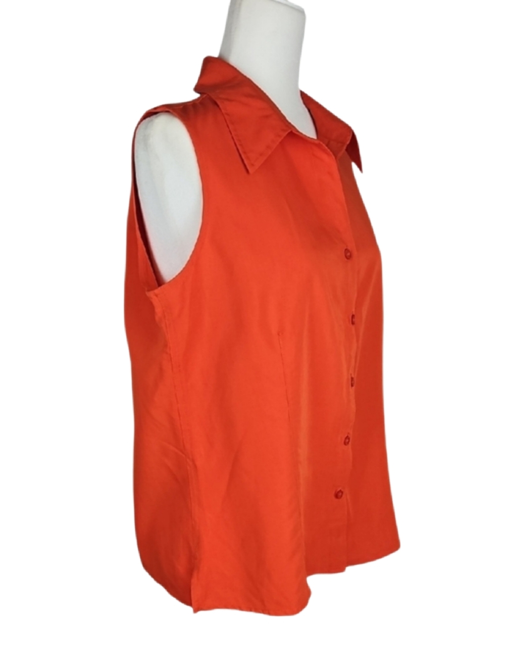First Issue Liz Claiborne Orange Sleeveless Button Down Collared Shirt, Size L - Picture 4 of 7